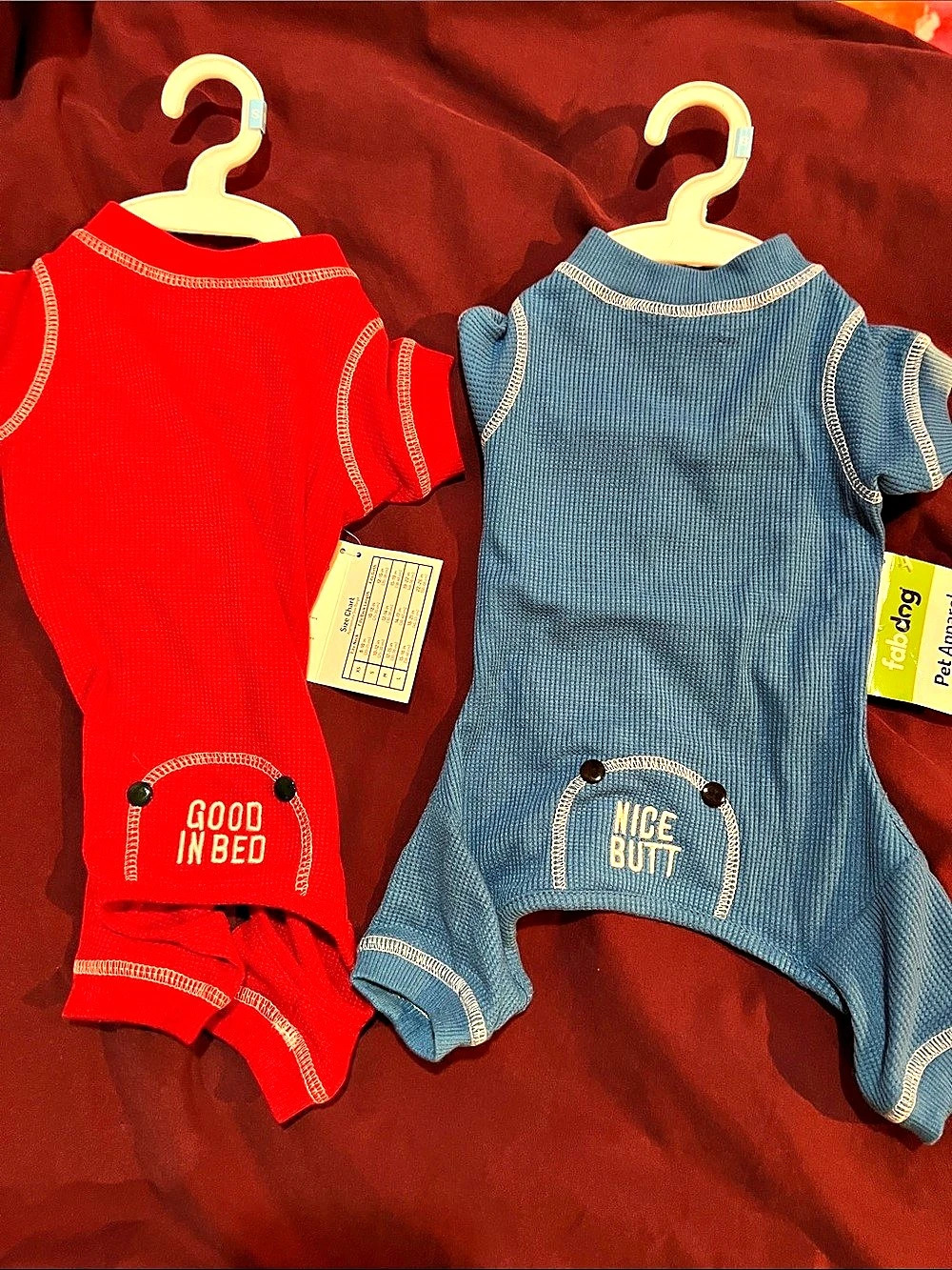 fabdog Fab Dog Thermal Dog Pajamas Red & Blue Small